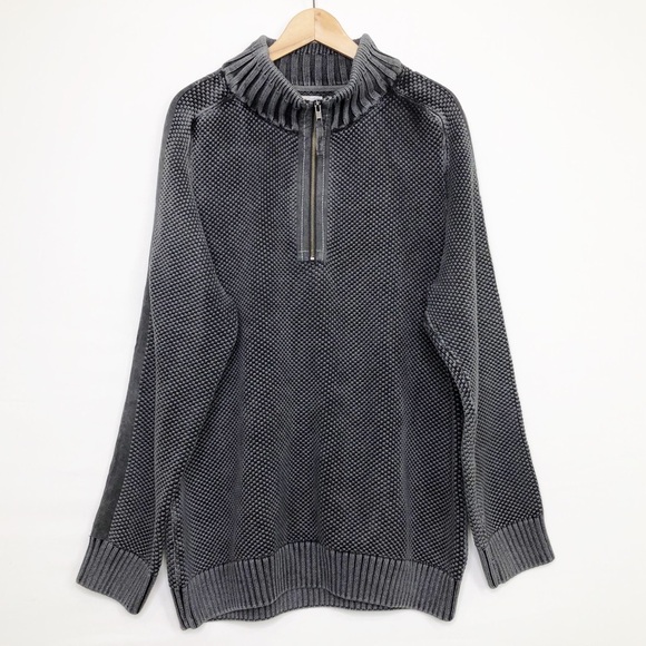 Carbon2Cobalt Gray chunky 3/4 zip pull over sweater - Picture 10 of 10